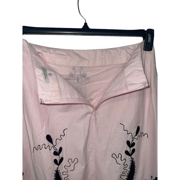 BRITISH INDIA TRAVELLER A-Line Midi Skirt Pink Black Size 9 100% Cotton - Picture 6 of 13